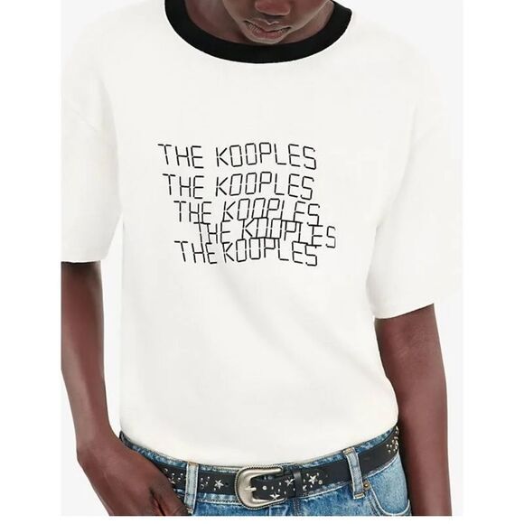 The Kooples TK Waves brand-print cotton-jersey T-shirt NWT - Picture 1 of 6